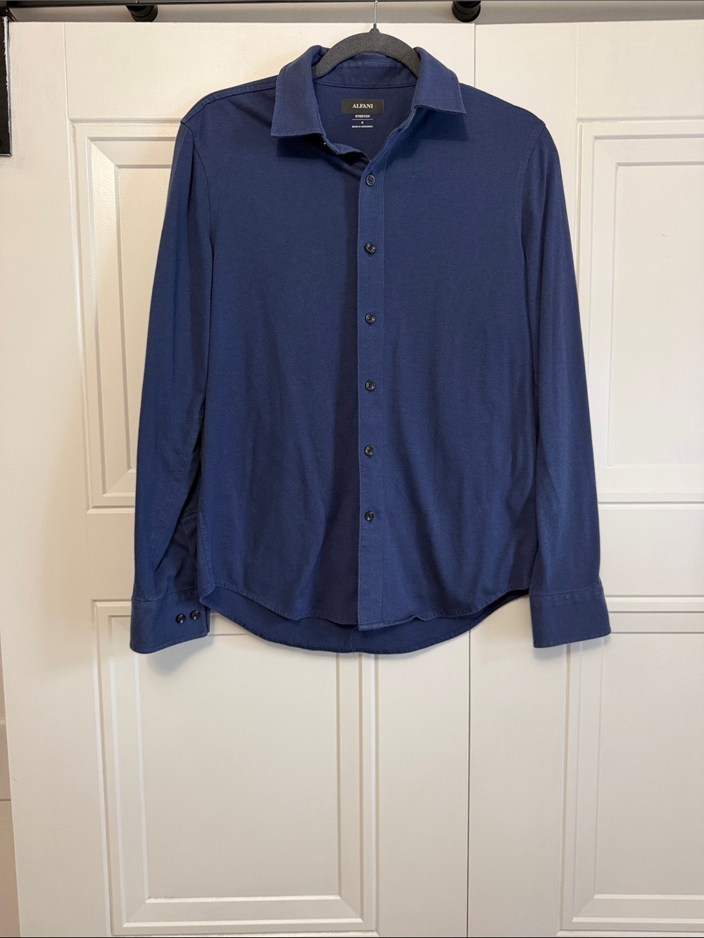 Alfani Men's Long Sleeve Button-Down Shirt - Dark Blue